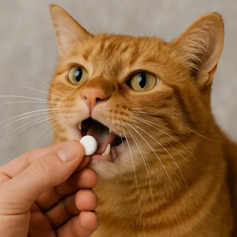 Cat taking medicine