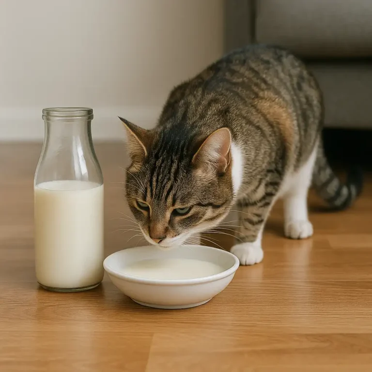 cat drinking milk