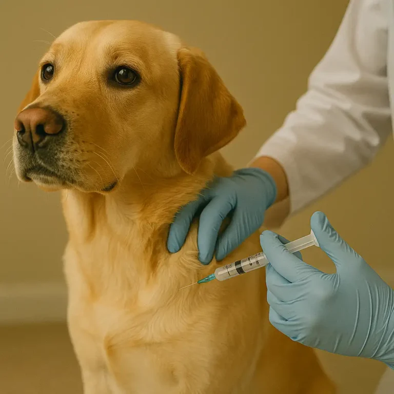 Dog getting vaccination