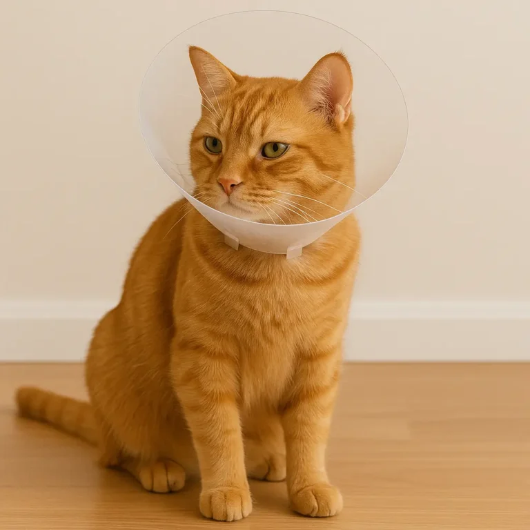 Cat Wearing a Cone After Surgery