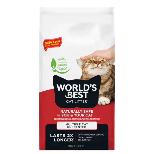 Cat Litter & Litter box 322591006125 World's Best Cat Litter Multiple Cat Unscented-Clumping Formula 12.7kg