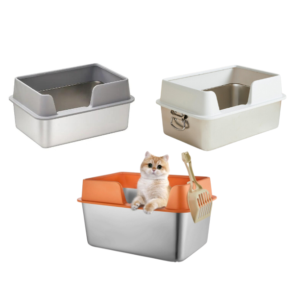Cat Litter & Litter box 6297222031651 Saas Stainless Steel Litter Tray 50x35x23 cm