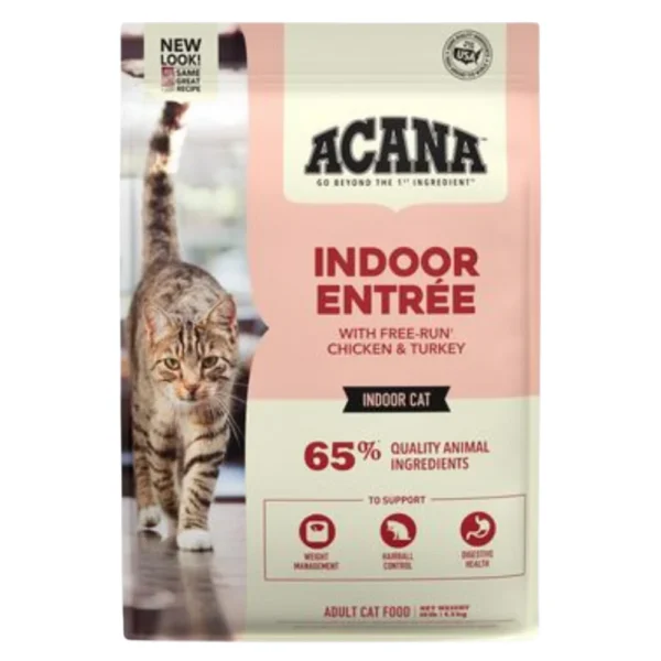 Acana Indoor Entree Recipe With Poultry & Fish Cat Dry Food - Hairball Control 1.8kg