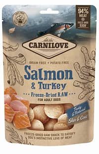 Dog treats 8595602569281 Carnilove Freeze-Dried Raw Snacks Salmon & Turkey 60g