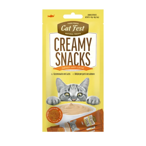 cat treats 6921959215687 Cat Fest Creamy Snacks - Salmon w/ Caviar 4x10g