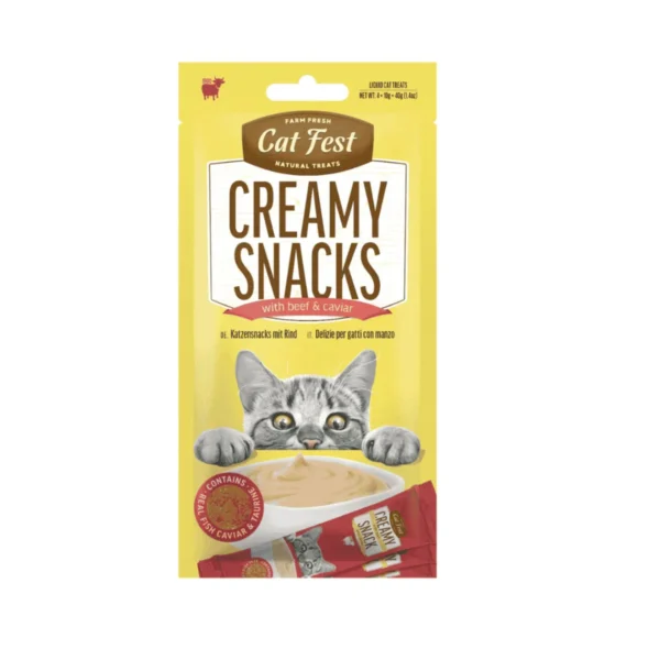 Cat Fest Creamy Snacks - Beef w/ Caviar 4x10g