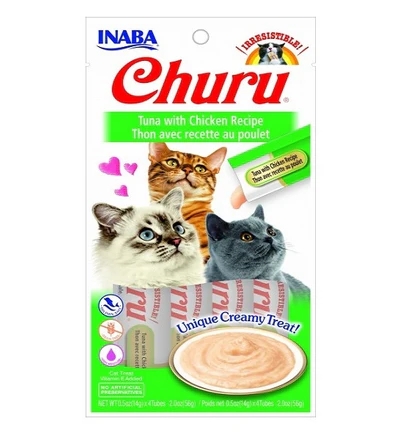 cat treats 855958006563 Inaba Churu Tuna with Chicken Recipe 56g