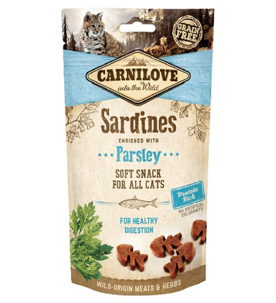 cat treats 8595602527236 Carnilove Sardine w/ Parsley Soft Snack for Cats 50g