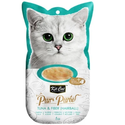 Kit Cat Purr Puree Tuna & fibre Hairball Cat Treats 4X15G