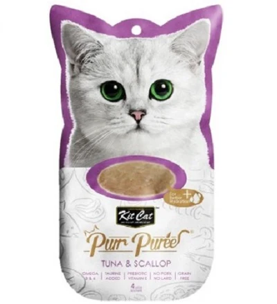 Kit Cat Purr Puree Tuna & Scallop Cat Treats 4X15G