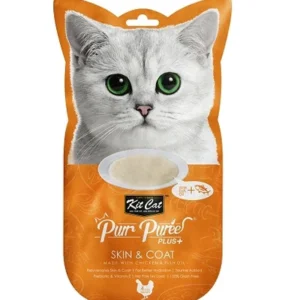 cat treats 8852084173222 Kit Cat Purr Puree Plus Skin & Coat Chicken Cat Treats 60G
