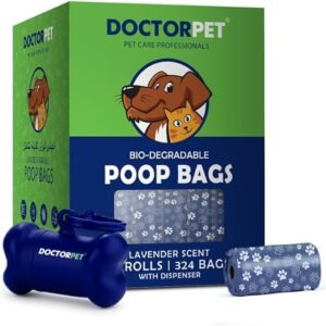 dog toys & accessories 5055810056360 Doctor Pet Poop Bags Lavender Scent with Dispenser 18 Rolls (324 bags)