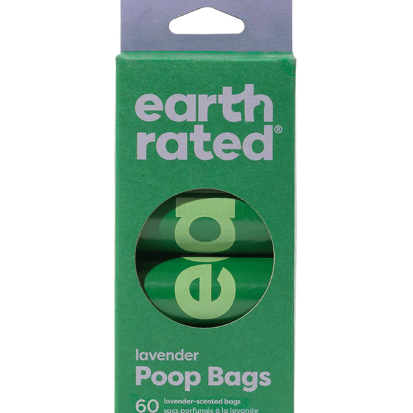 Earth Rated Dog Poop Bags – Refill Rolls 60bags/4 rolls(Lavender)