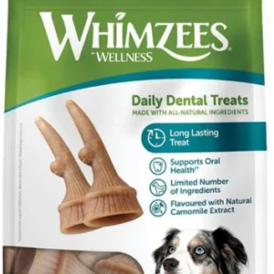 dog treats 8718627755112 Whimzees Wellness Daily Dental Treats Antler- Medium 12-18KG